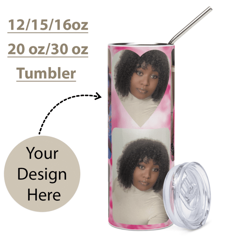 Custom Stainless Steel Tumbler – Personalized 12oz / 16oz / 20oz Insulated Travel Cup – Upload Your Photo or Design