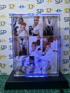 Custom Crystal Photo with Colorful LED Light Base