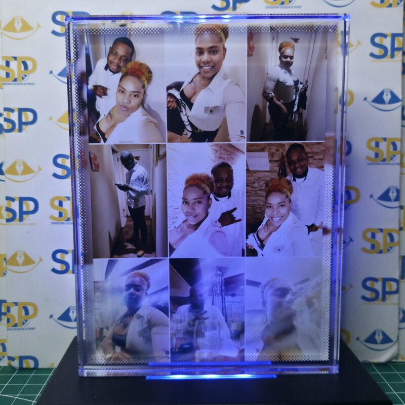 Custom Crystal Photo with Colorful LED Light Base